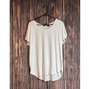 Adrienne Vittadini Womens XL White Short Sleeve T-Shirt Top Relaxed scoop neck